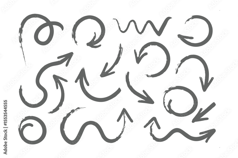 Obraz premium Arrows Selection: A collection of hand-drawn arrows, each uniquely shaped and angled, offer versatile design elements for direction and emphasis.