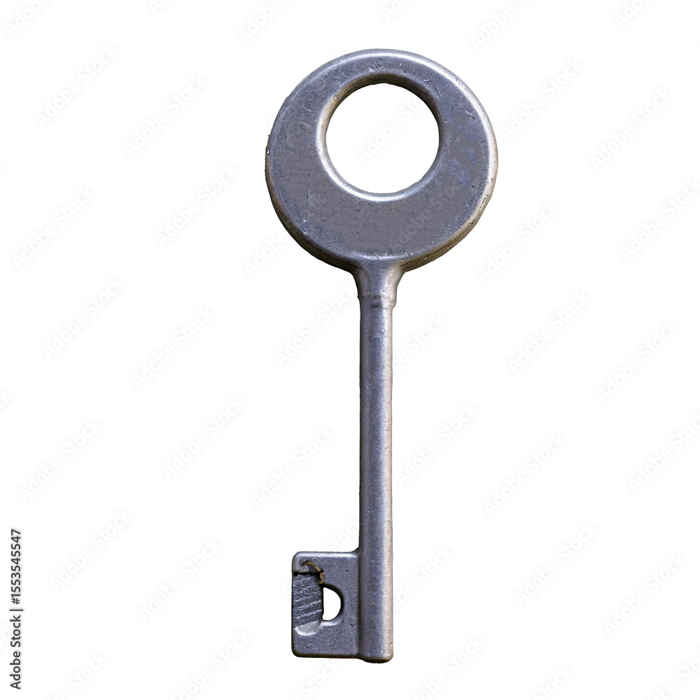 Round-head minimalist manhole key made of smooth metal on transparent background Round-head minimalist manhole key made of smooth metal on transparent background