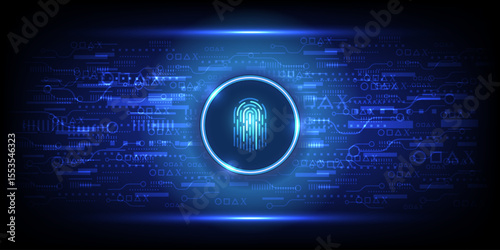 Futuristic digital fingerprint scanner interface