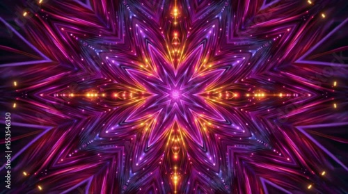 Hypnotic and kaleidoscopic abstract background video with dynamic neon glowing elements and shapes