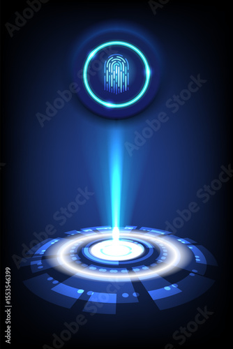 Futuristic digital fingerprint scanner interface