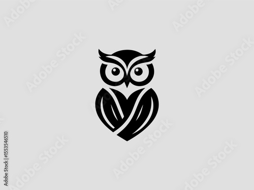 Minimalist owl silhouette vector logo for education or book publishing companies