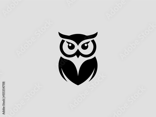 Minimalist owl silhouette vector logo for education or book publishing companies