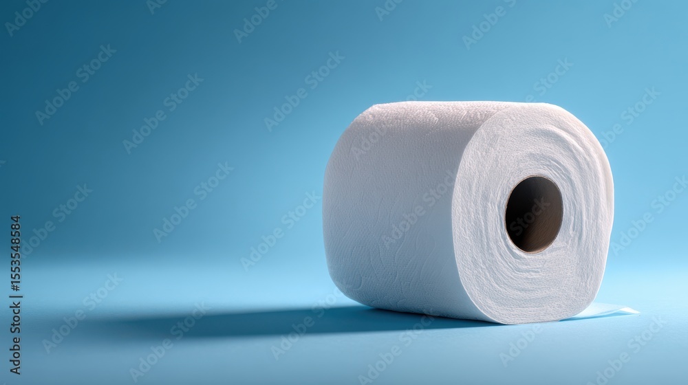 Obraz premium One toilet paper roll isolated on blue background.