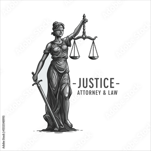 Lady Justice, justitia goddess logo for attorney and law simple clean minimalist modern silhouette statue black icon design