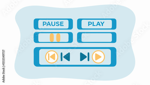 a media player interface with pause play and navigation controls icons design