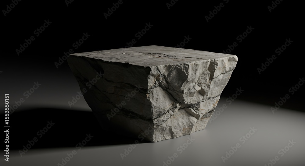 Fototapeta premium Rough-Hewn Stone Block A Textured 3D Model of a Rugged Rock Formation