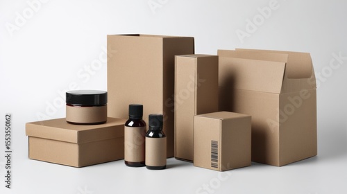 Wallpaper Mural Set of cardboard and cosmetic packaging products on white background for branding skincare eco visuals Torontodigital.ca