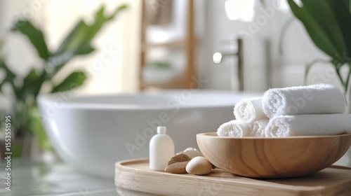 Wallpaper Mural Spa towels and wooden bowl in cozy bathroom for wellness lifestyle relaxation hygiene visuals Torontodigital.ca