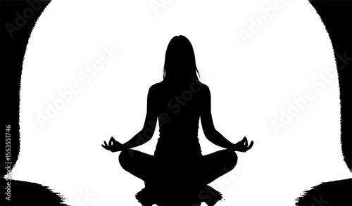 silhouette of a woman meditating