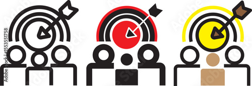 Vector icon representing the bullseye with an arrow hitting the center, symbolizing precision,achievement isolated on transparent background png