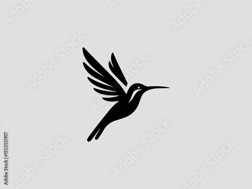 Minimalist hummingbird silhouette vector logo for eco-friendly or garden brands 
