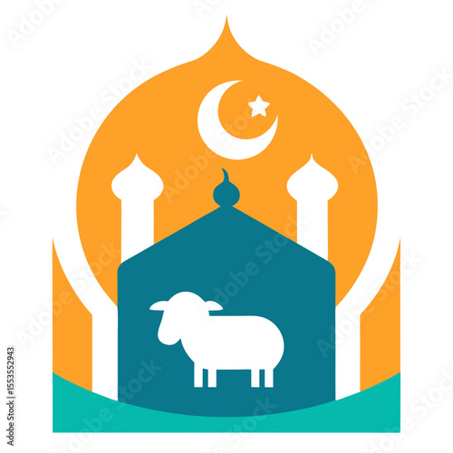 Beautiful Eid al Adha icon vector perfect for Islamic festival digital designs.
