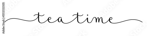 TEA TIME black vector brush calligraphy banner