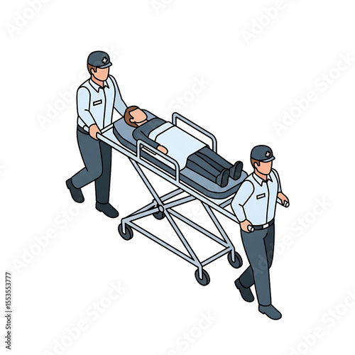 Paramedics with stretcher icon representing emergency response.