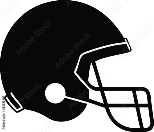 Single black football helmet shown on clear white background for sports imagery