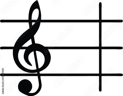 The simple black treble clef sits cleanly on the staff lines creating art
