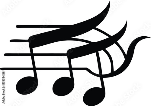 Three black musical notes sit elegantly on staff lines in this minimalist presentation