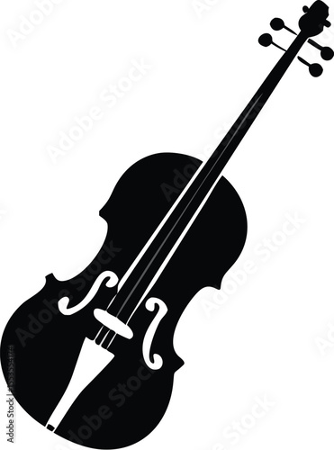 Silhouette of a violin displays classic musical instrument elegance against a transparent white backdrop