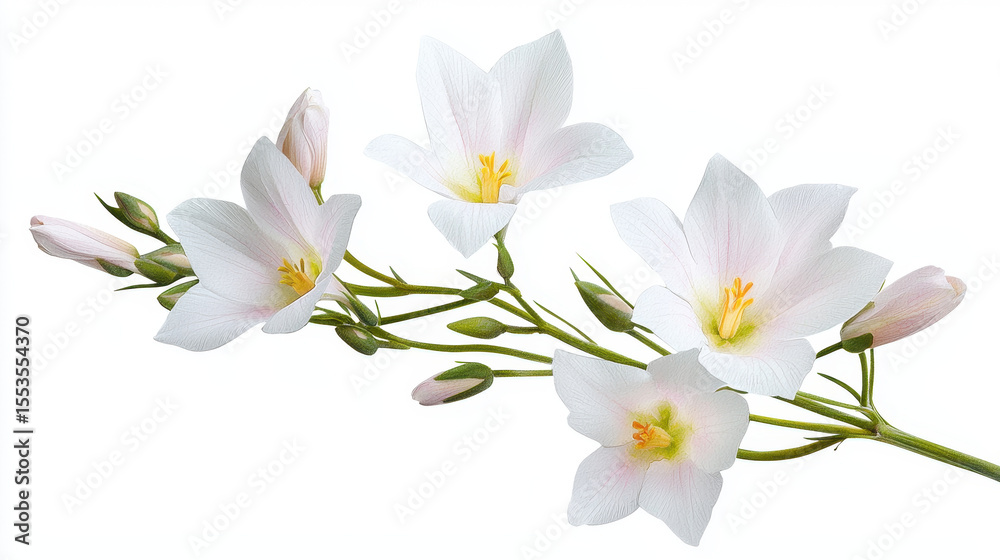 Beautiful watercolor botanical illustration of delicate white flowers with soft pink accents, showcasing their elegance Beautiful watercolor botanical illustration of delicate white flowers with soft pink accents, showcasing their elegance