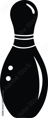Isolated black bowling pin with its classic shape and glossy finish stands elegantly