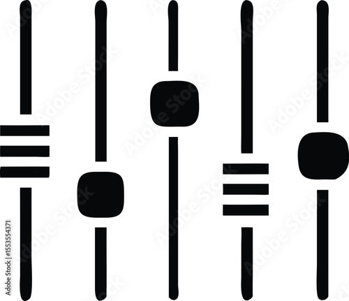 Black sliders provide manual volume control against a white transparent background for easy integration