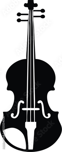 Striking black violin silhouette against a stark white backdrop offers a classic minimalist appeal