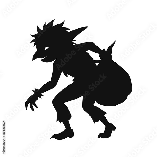 Silhouette vector Goblin carries a bag , thief Pose – 