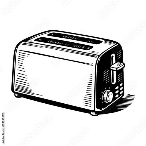 Toaster machine sketch engraving black and white outline. Scratch board imitation.