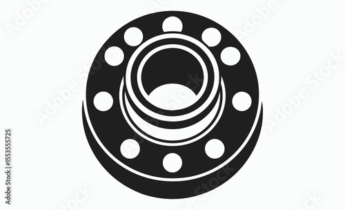 pipe flange icon, flange connector silhouette, plumbing flange vector