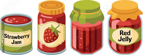 Delicious Jam Jars: Strawberry and Red Jelly Illustrations