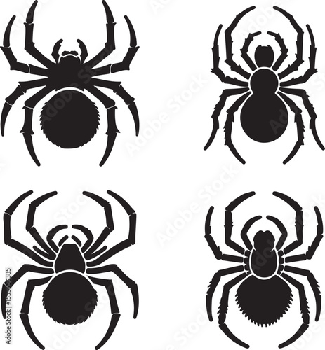 Spider text icon silhouette vector with white background