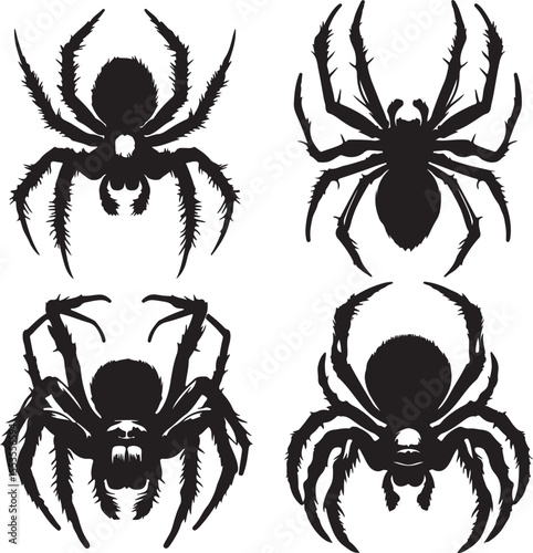 Spider text icon silhouette vector with white background