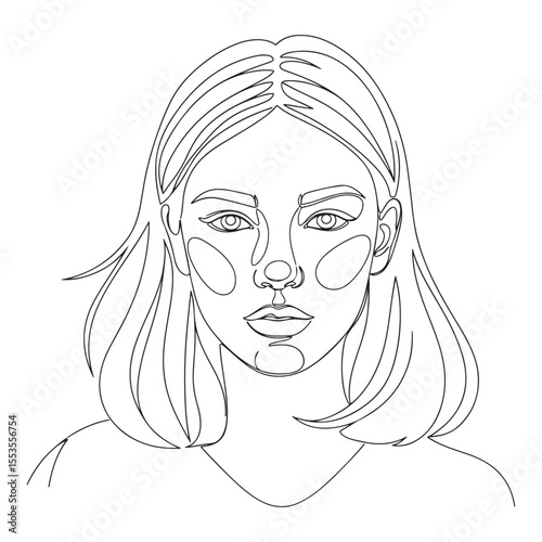 Minimalist line art portrait of a woman's face vector