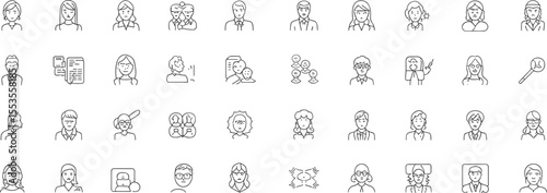 Group of People Icons: Teamwork, Collaboration, and Social Interaction Symbols
