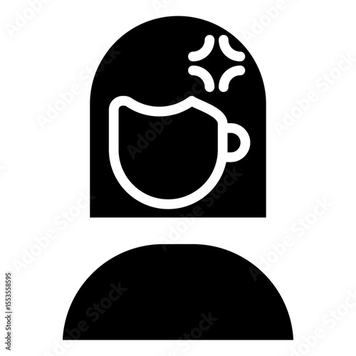 Headache or migraine icon, with focus on the head and indication of pain related to neurology or chronic pain management