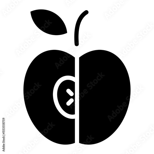 Icon of apple slices containing fiber that helps slow the absorption of sugar into the bloodstream, good for diabetics and as a diet for sufferers.