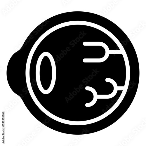 The icon of a human eyeball, serves to communicate information related to vision and eye health.
