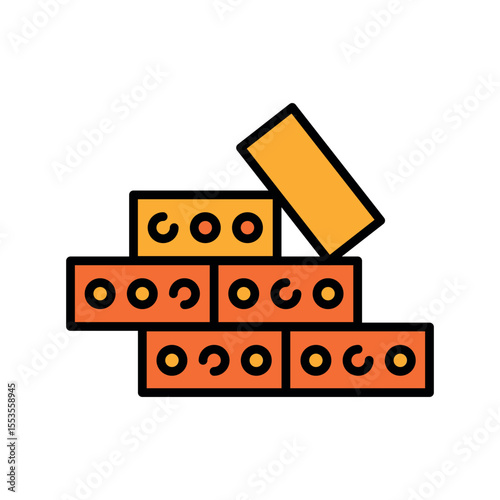 brick color line icon for digital and print projects. Building materials.