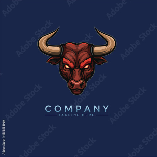 Bull Logo Vector Simple Modern Flat