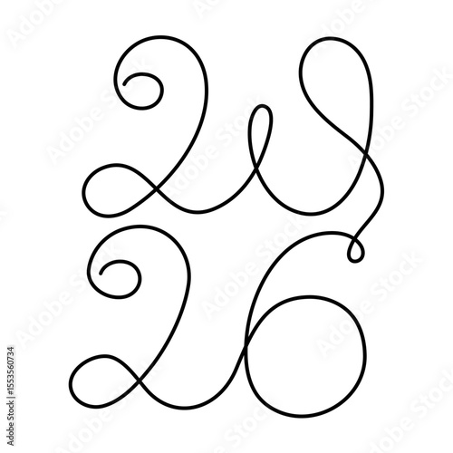 2026year of horse one line art, hand drawn continuous contour. Holiday concept, festive New year chinese astrological horoscope, odd-toed ungulate maned hoss outline. Editable stroke. Isolated. 