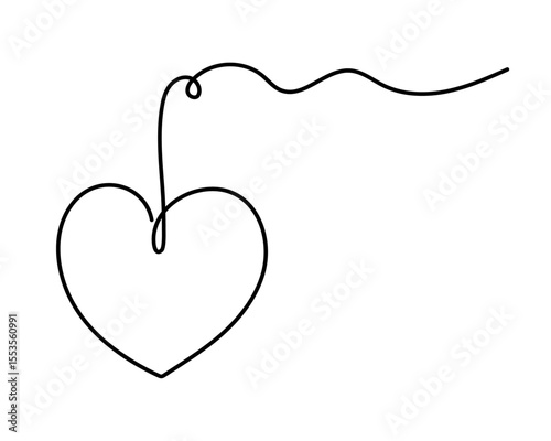 Heart one line art, hand-drawn heart, continuous contour, love concept. Feelings expression, festive enamored design romantic element Valentine's Day simple minimalist design. Editable stroke. 