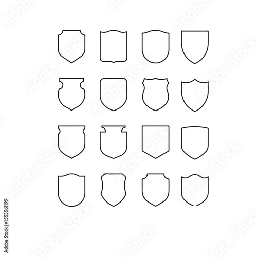 Set of outlined shield icons