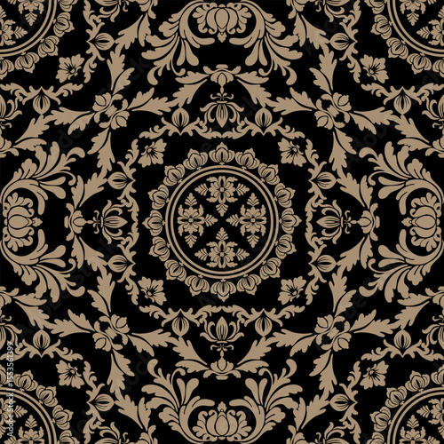 Seamless vintage damask floral pattern, an elegant baroque textile design or antique victorian wallpaper decoration