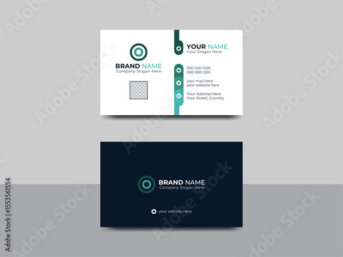 Modern Corporate Business Card Design Double-sided Vector templates in 5 Colors Abstract, Creative, and Business Card Design- Charcoal, Teal, Cyan, Navy Blue & White Horizontal Layout, Print ready