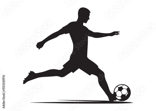 Soccer Silhouette with Ball Kick Motion