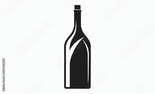 wine bottle silhouette, vector icon, black isolated