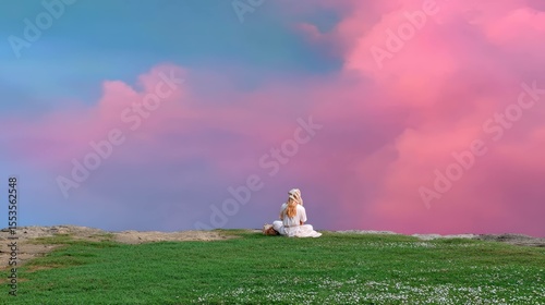 Father joyfully spins laughing son under a beautiful pink sky outdoor family fun experience