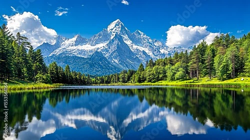 Majestic Mountain Reflection in Alpine Lake