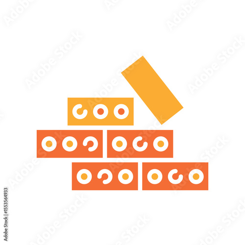 brick color flat icon for digital and print projects. Building materials.